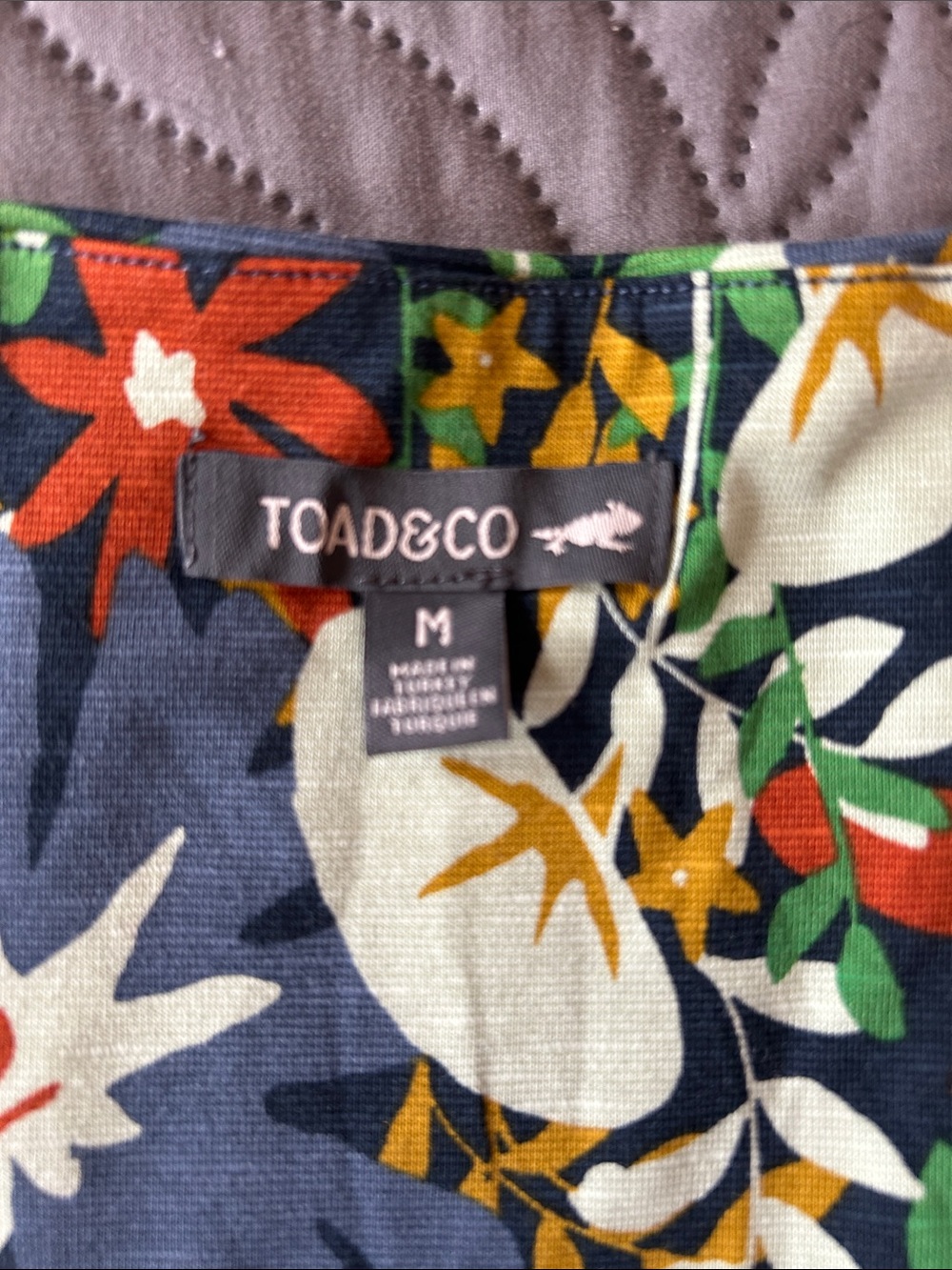 Like NEW - Toad&Co Floral Midi Dress with Multicolor Flower/Leaf Print 🌺 🍁 - Picture 8 of 9